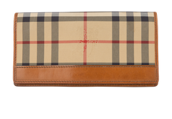 Burberry Check Wallet, Canvas/Leather, Beige/Brown, ITBORE37PRAT, 2*